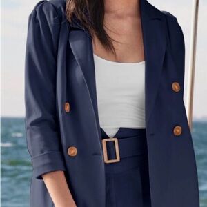 VENUS Dark Blue Blazer & shorts with belt